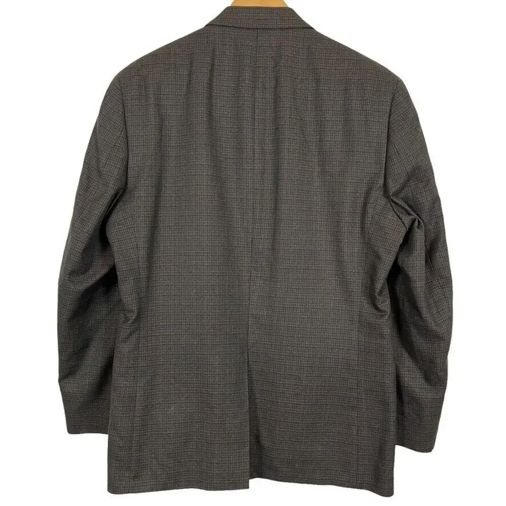 Chaps Mens Brown Plaid Suit Jacket Blazer Sport Coat 2 Button Business 42R